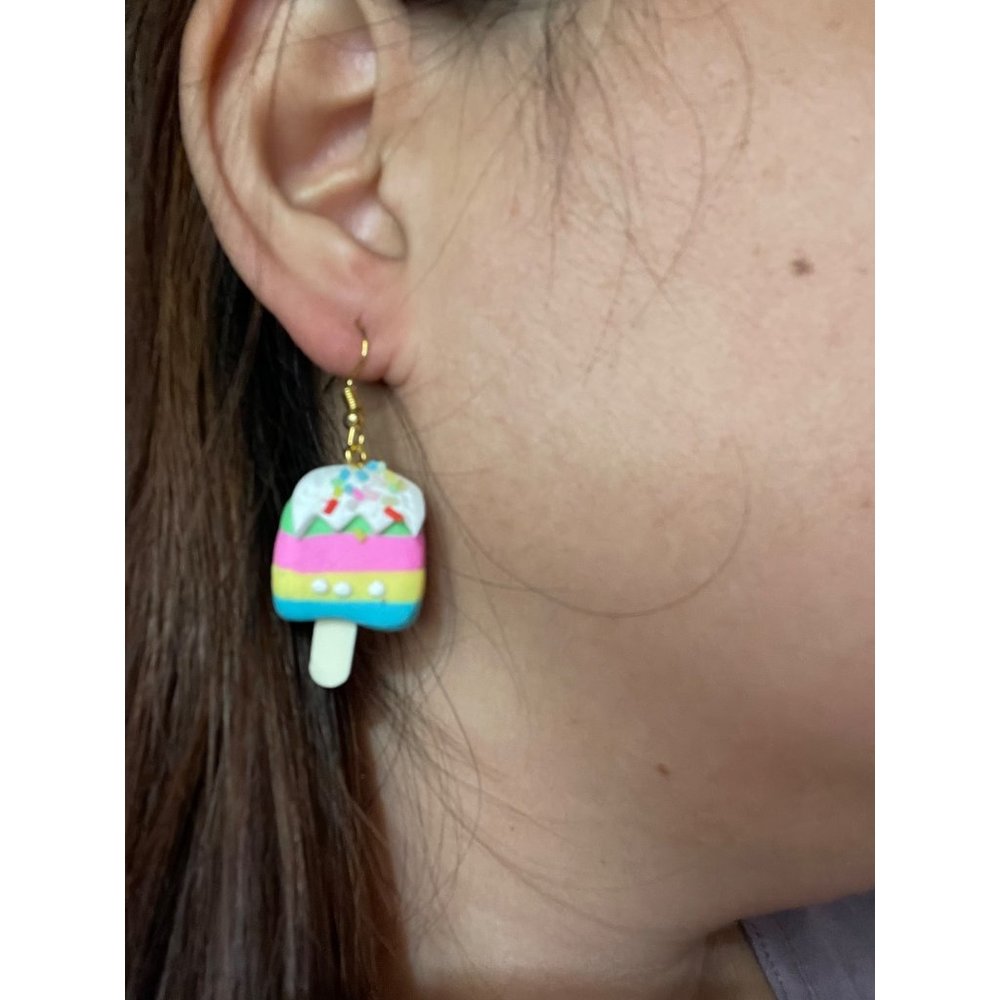 Popsicle Rainbow Ice Cream Clay Fun Funny Colorful Dangle Drop Earrings NEW - Picture 2 of 6